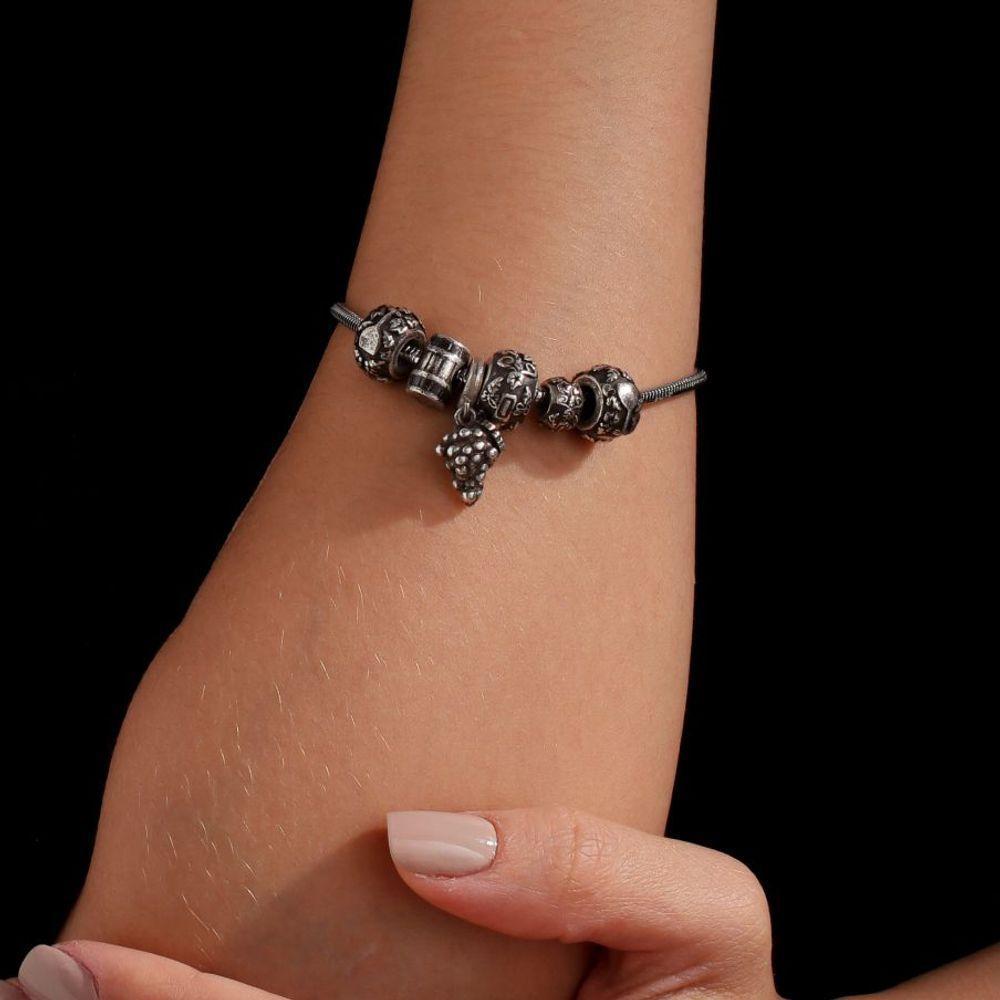 Charm Cachinho De Uvas Revestido Em Prata Envelhecida - 3