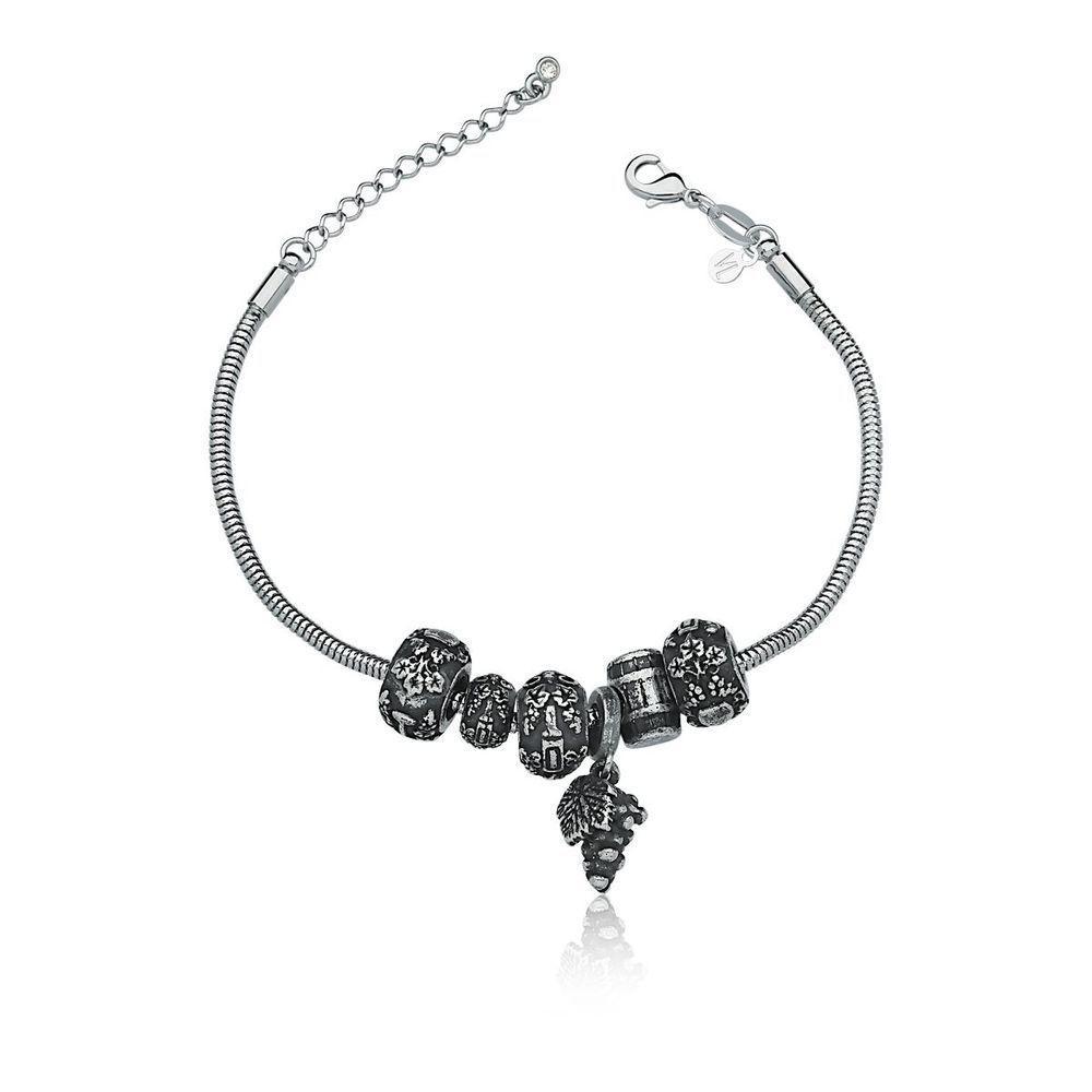 Charm Cachinho De Uvas Revestido Em Prata Envelhecida - 4