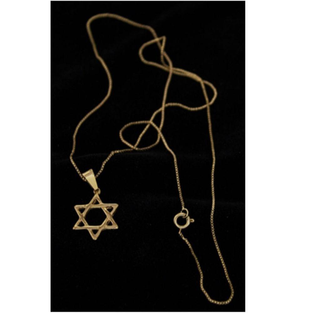 Corrente 0,7mm Com Pingente Estrela De Davi Fina Estrelas - 2