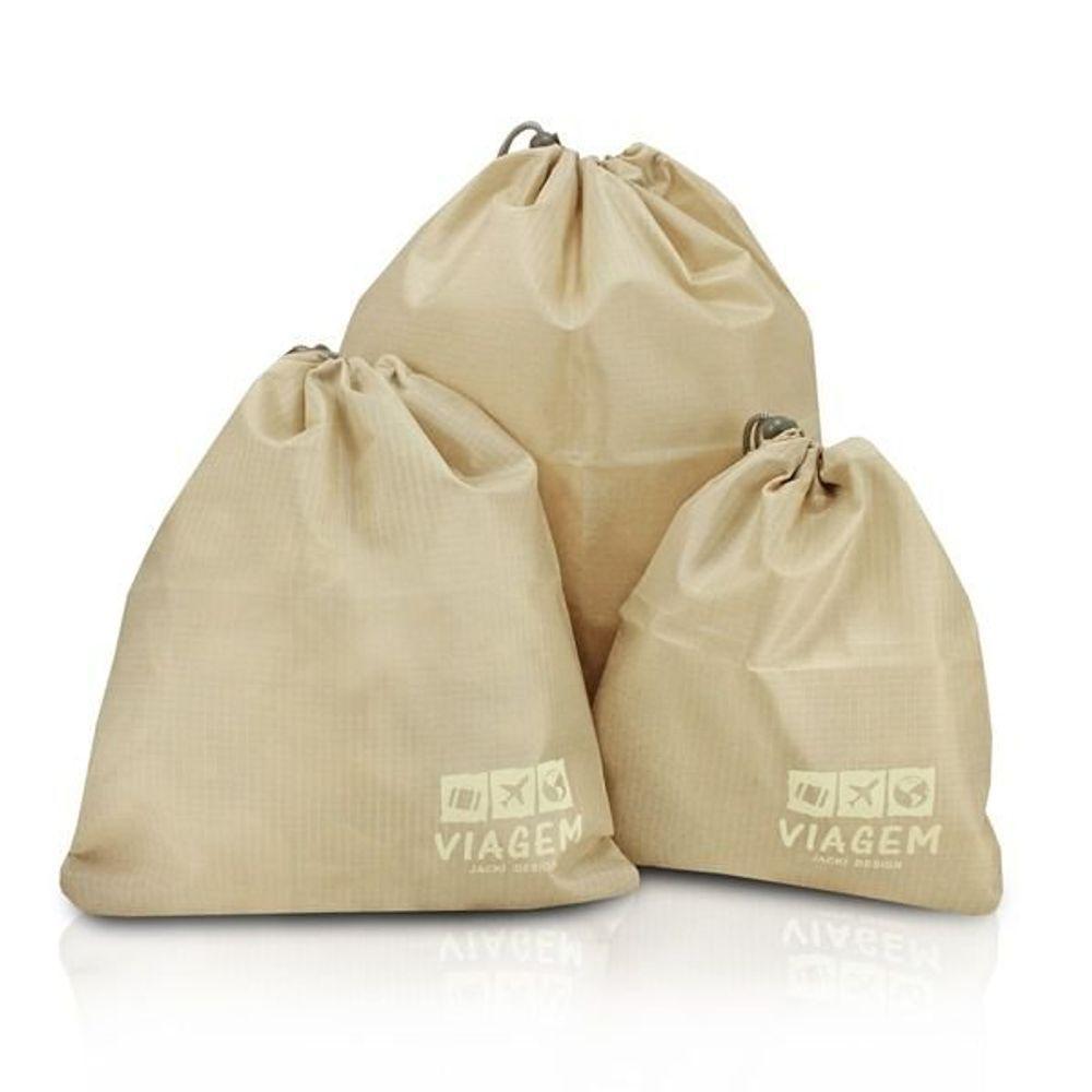 Kit Organizador De Malas Para Viagem Com 3 Peças Jacki Design Creme - 1