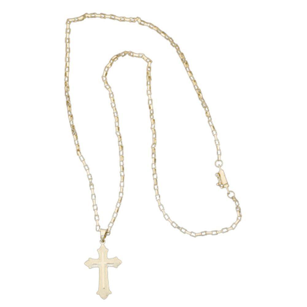 Cordão Tijolinho Com Pingente Cruz Vitoriana Banhada A 18k - 1