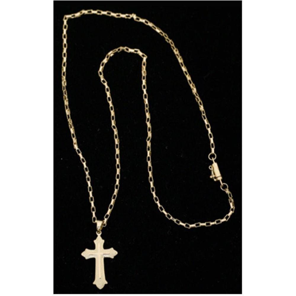 Cordão Tijolinho Com Pingente Cruz Vitoriana Banhada A 18k - 3