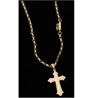 Cordão Tijolinho Com Pingente Cruz Vitoriana Banhada A 18k - 2