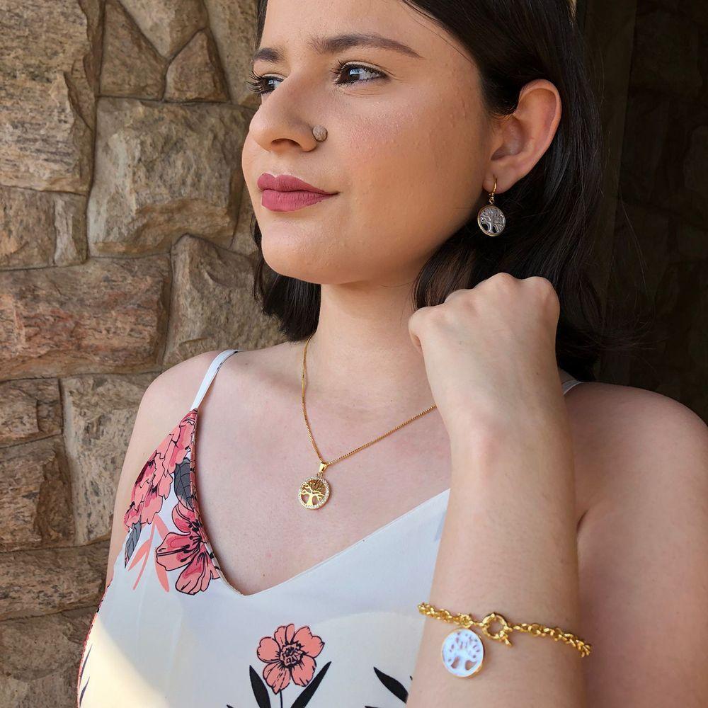 Pulseira Dourada Com Pingente Árvore Da Vida Folheado Em Our - 2