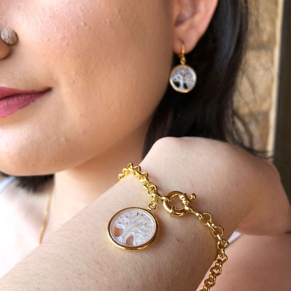 Pulseira Dourada Com Pingente Árvore Da Vida Folheado Em Our - 3