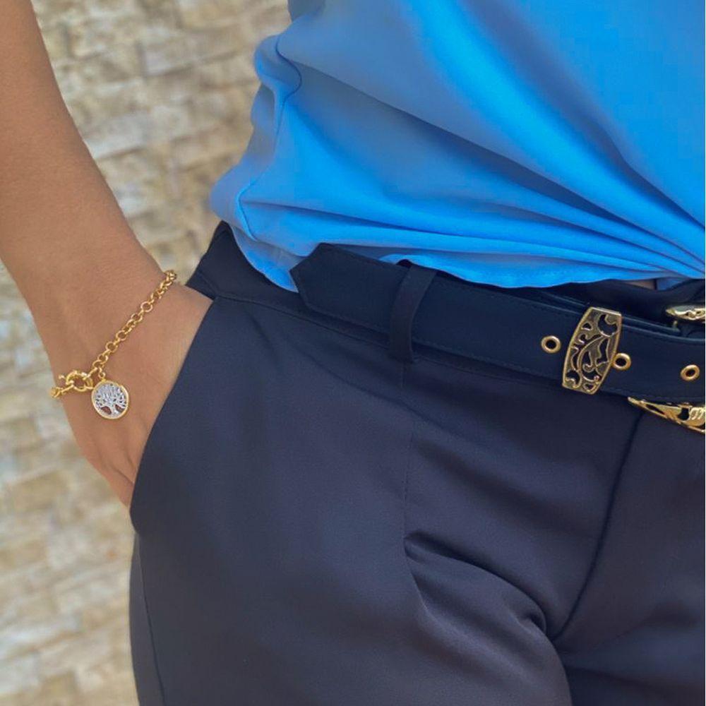 Pulseira Dourada Com Pingente Árvore Da Vida Folheado Em Our - 4