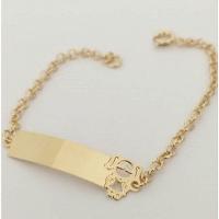 Pulseira Chapinha Infantil Menina Elo Português Banho De Ouro F 5.8 - 2