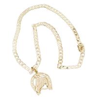 Corrente Grumet Pitibul Pingente Cavalo Com Ferradura Grossa - 1