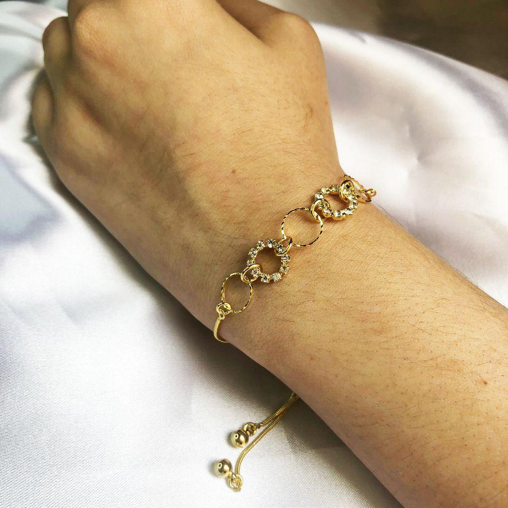 Pulseira Regulável Com Arcos Trabalhados Folheado Em Ouro 18 - 2
