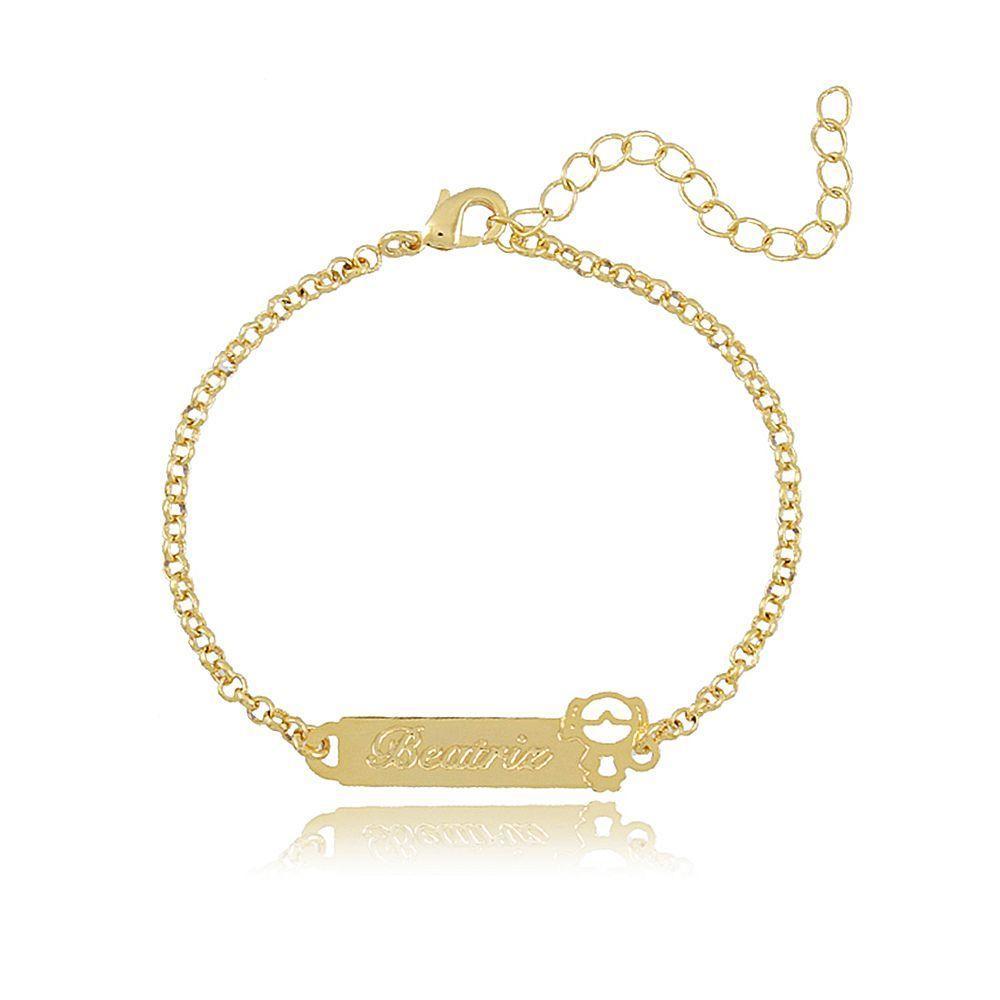 Pulseira Chapada Com Nome Gravado Folheado Em Ouro 18K - 1
