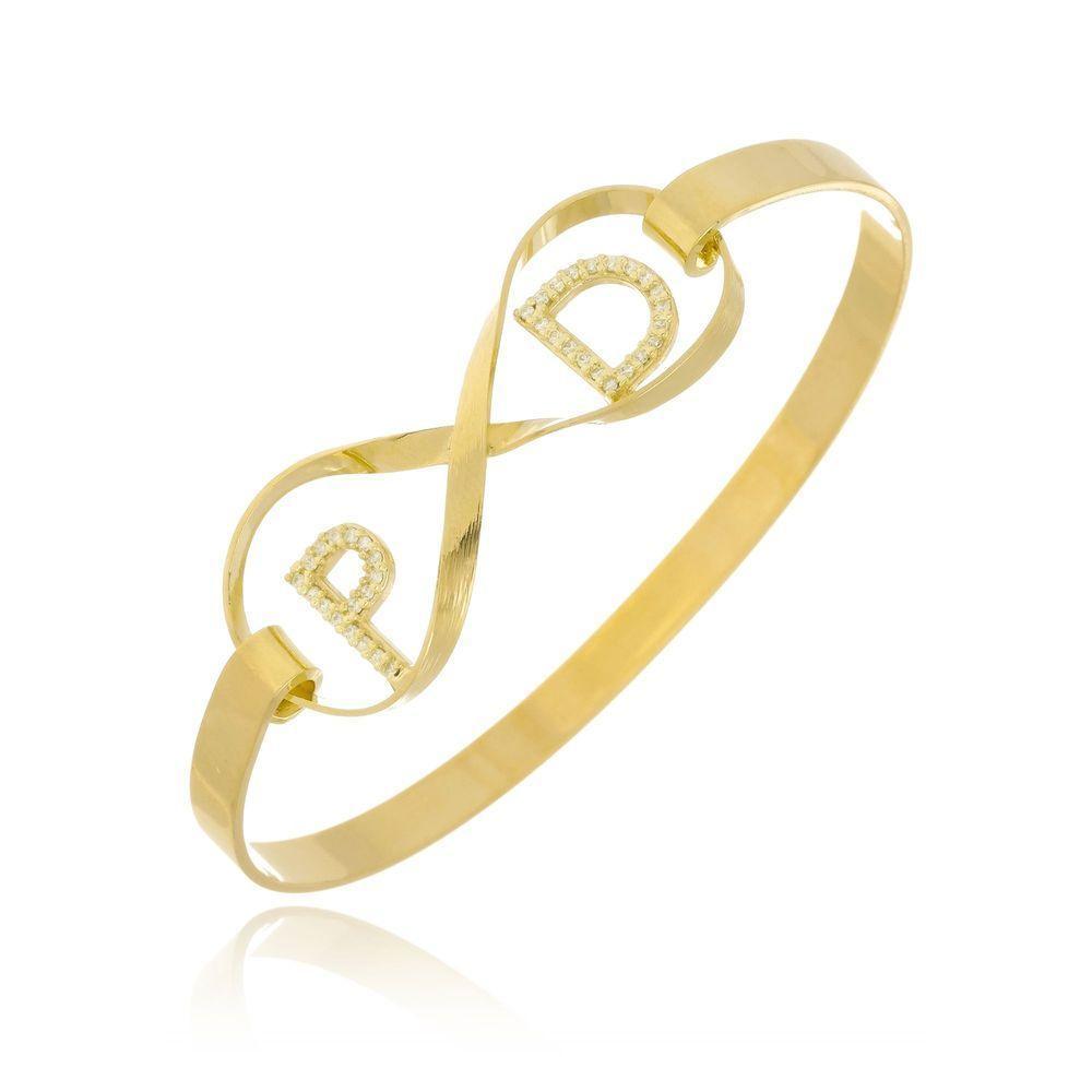 Pulseira Rígida Com Infinito E Iniciais Do Casal Trabalhado - 1