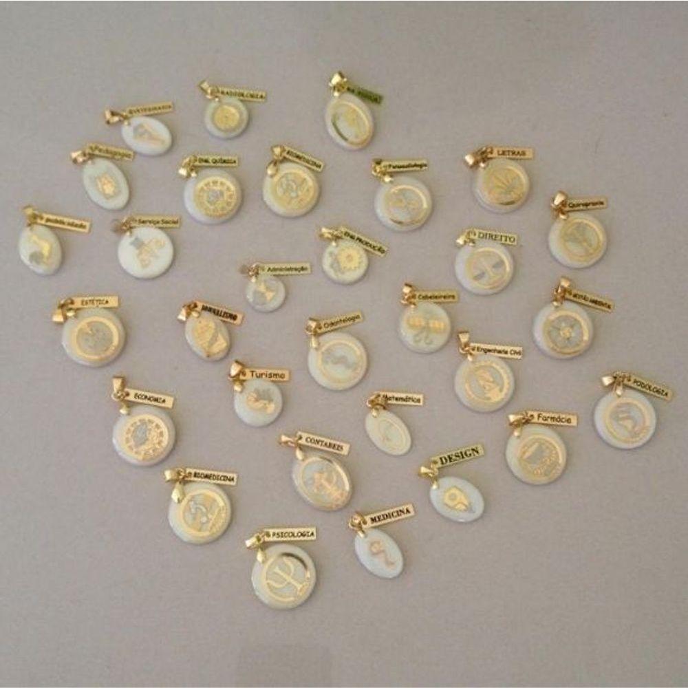 Pingente De Resina, Profissão A Escolher Banhado A Ouro - 1