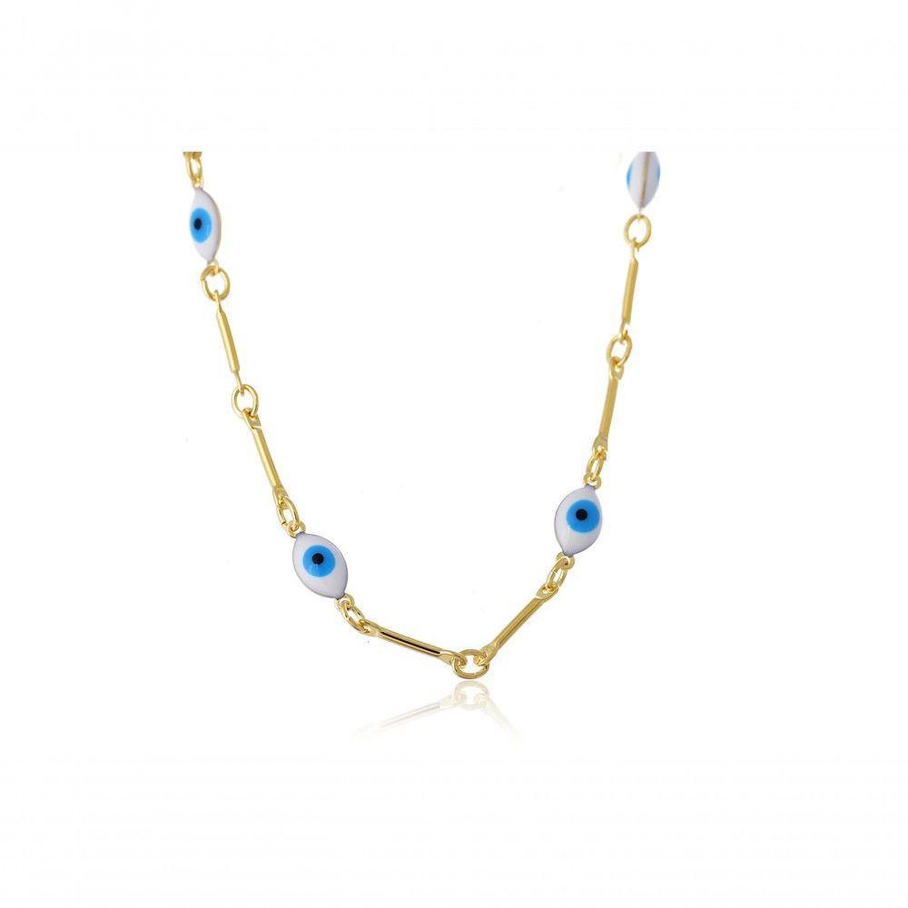 Pulseira Folheada Em Ouro Com Olho Grego Folheado Em Ouro 18 - 1
