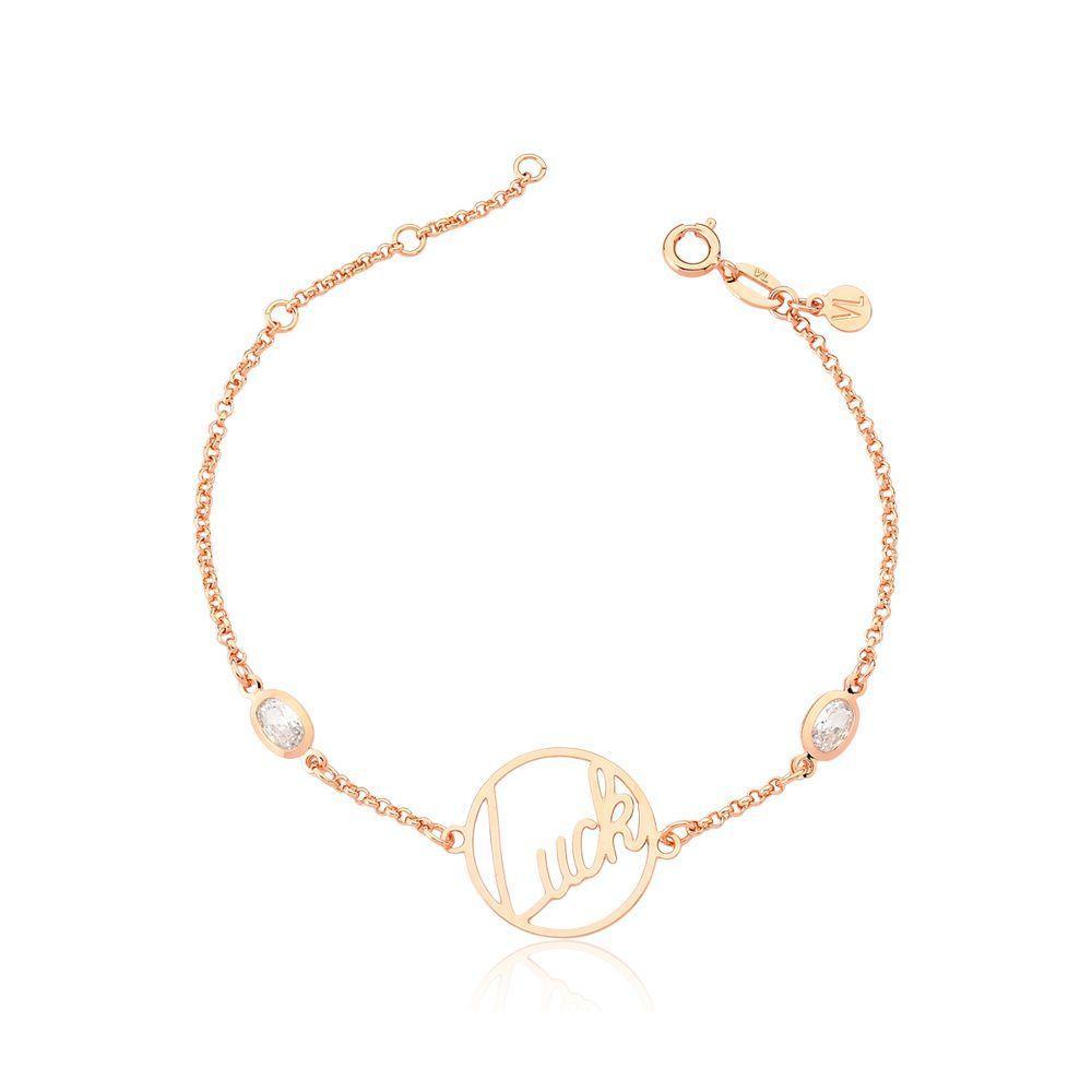 Pulseira Luck Com Zircônias, Revestida Em Ouro Rose - 1