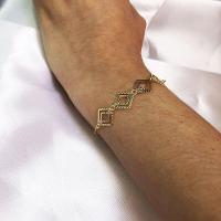 Pulseira Com Quadrados Trabalhados Folheado Em Ouro 18K - 2