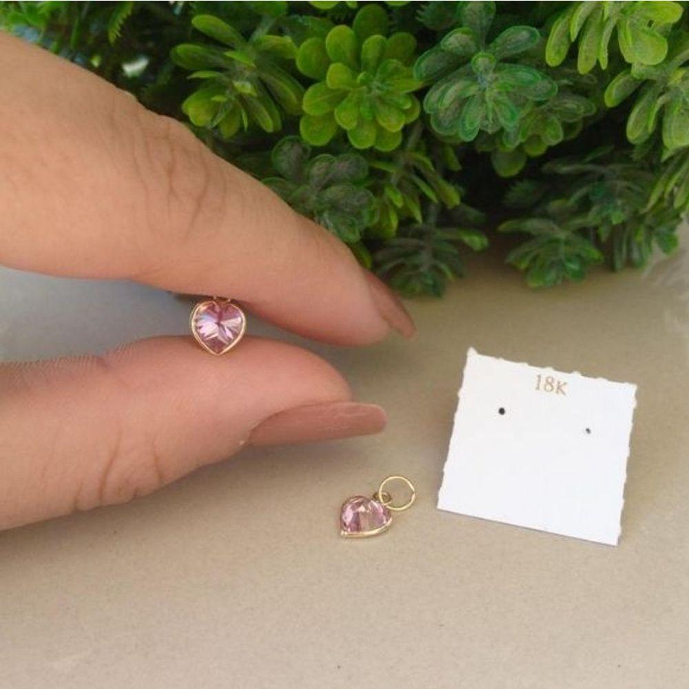 Pingente De Coração Rosa Em Ouro 18k - 1