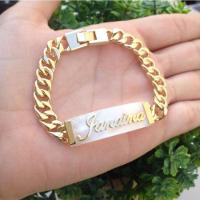 Pulseira Chapa Madrepérola Nome Em Alto Relevo Banhado A Ouro - 5