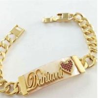 Pulseira Chapa Madrepérola Nome Em Alto Relevo Banhado A Ouro - 7