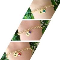 Pulseira Elo Portugues Com Letra E Coração Pendurado Banhado - 2