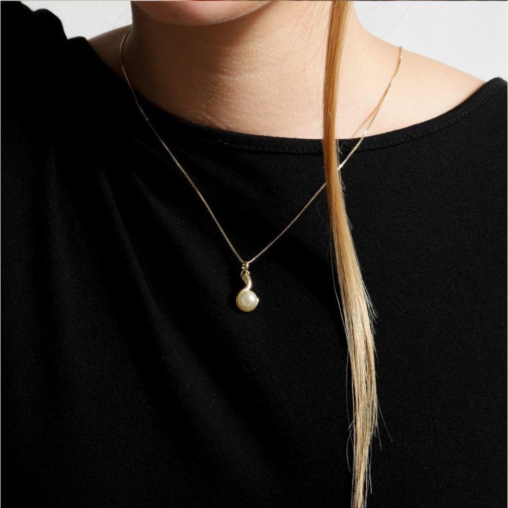 Pingente Corte De Princesa Com Pérola Revestido Em Ouro - 3