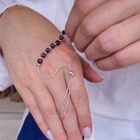 Pulseira Ajustável Prata 925 Cristais Marrons