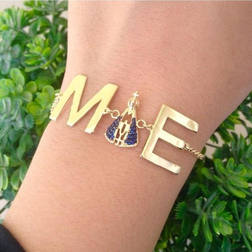Pulseira Mãe +pingente N. S Aparecida Banhado A Ouro - 1