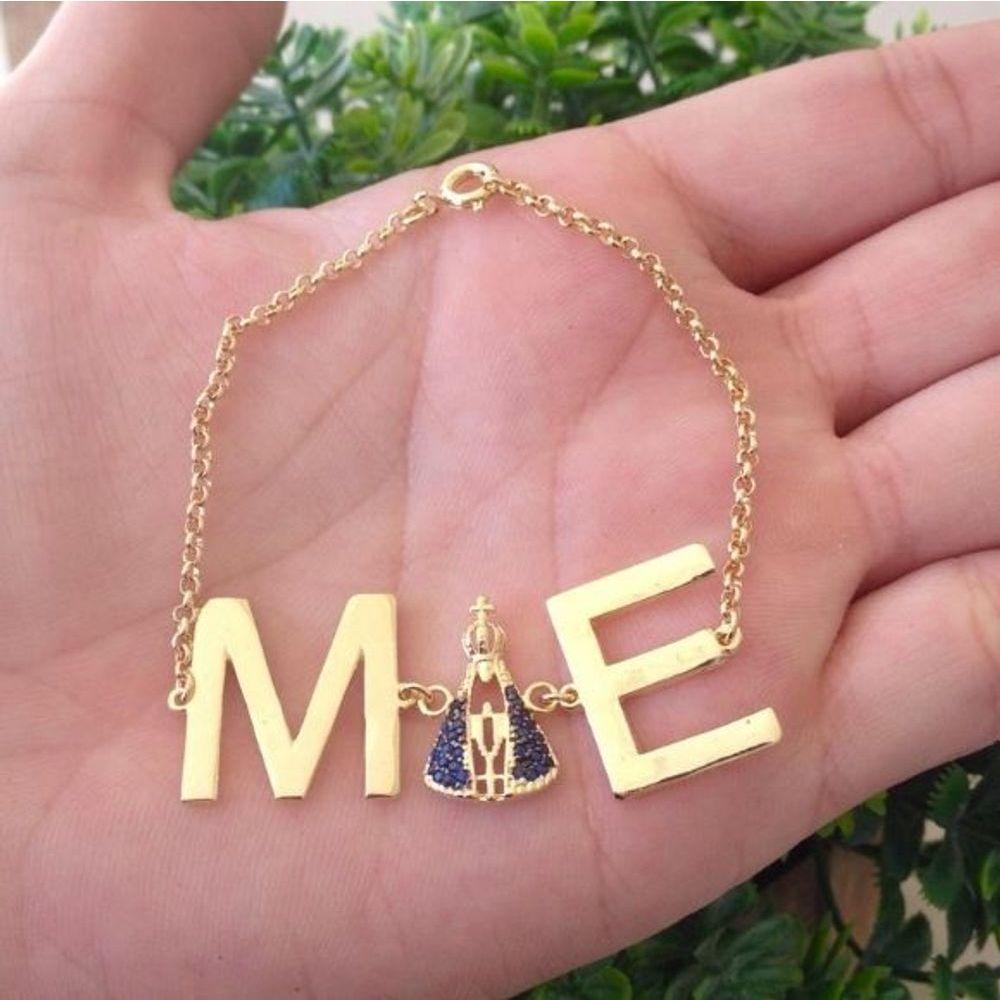 Pulseira Mãe +pingente N. S Aparecida Banhado A Ouro - 2