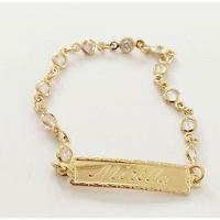 Pulseira Chapinha Lisa Infantil Ponto De Luz Em Banho De Ouro Princesa - 2