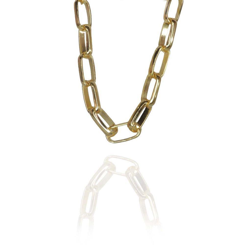 Pulseira De Elos Intercalados Grandes Folheados A Ouro 18K - 1