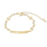 Pulseira Infantil com Pérola e Estrela Vazado Banhado a Ouro - 1