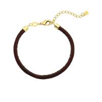 Pulseira De Couro Natural Com Revestimento Em Ouro - 1