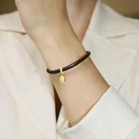 Pulseira De Couro Vl Café Com Revestimento Ouro - 3