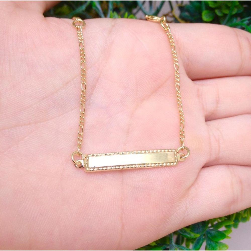 Pulseira Infantil com Plaquinha Banho de Ouro - 3