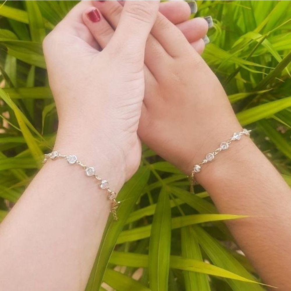 Kit Pulseira Tal Mãe E Tal Filha Ponto De Luz Banhado A Ouro - 1