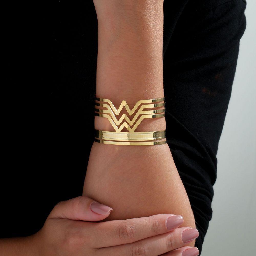 Pulseira Metal, Mulher Maravilha, Com Revestimento Em Ouro - 3