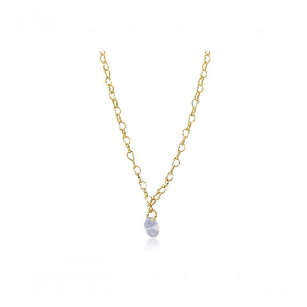 Tornozeleira Com Pingente De Ponto De Luz Folheado Ouro 18k - 1