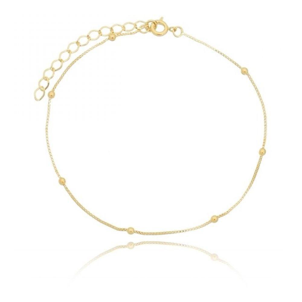 Tornozeleira Corrente Mini Bolinhas Banhado em Ouro 18k - 1
