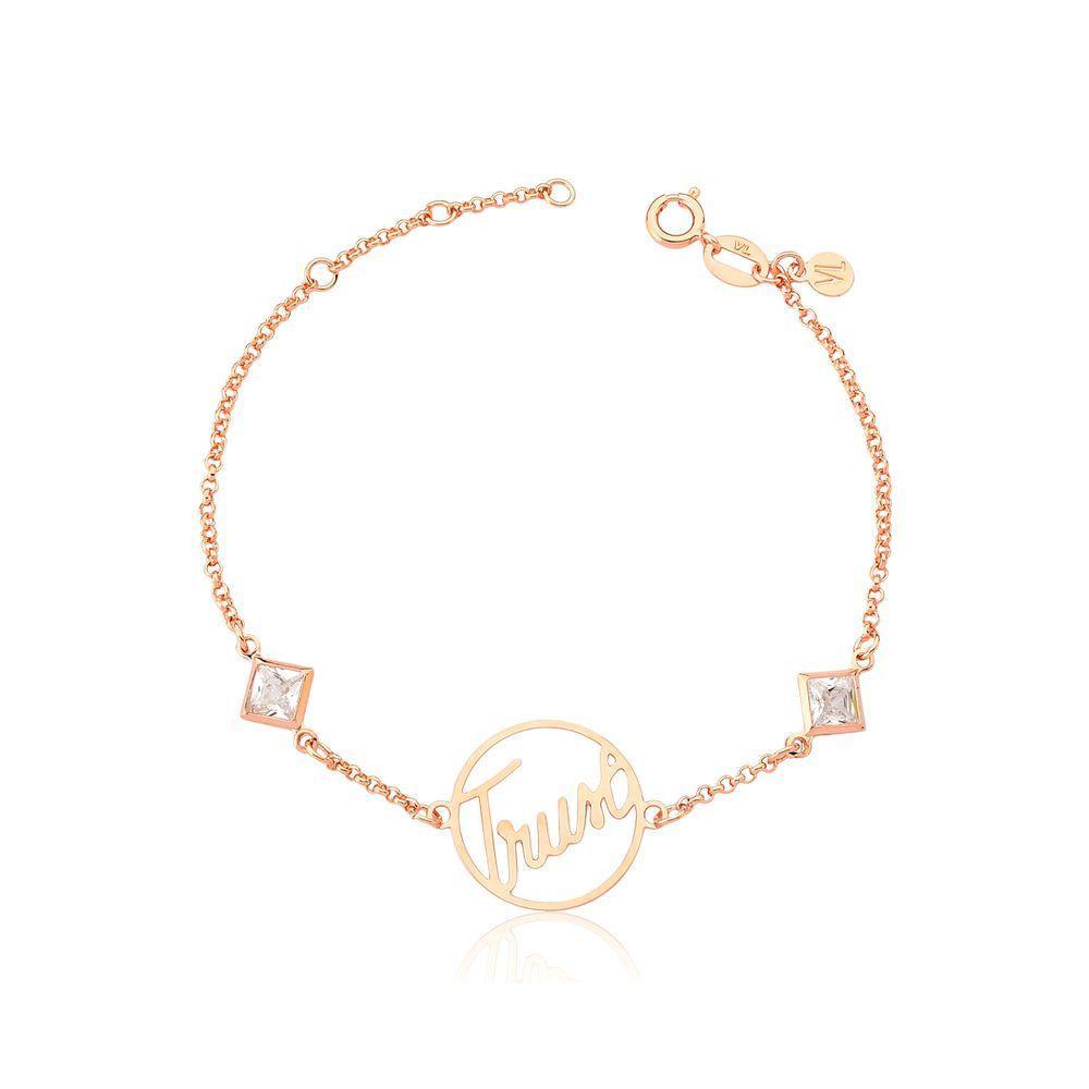 Pulseira Trust Com Zircônias, Revestida Em Ouro Rose - 1