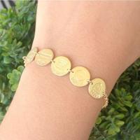 Pulseira Dados Do Nascimento Do Bebe Filho(a) Banho De Ouro - 3