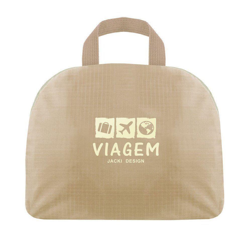 Mochila Dobrável Para Viagem Estampa Lisa Jacki Design Creme - 2