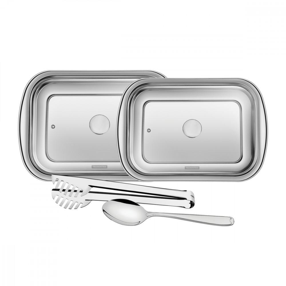 Kit Assar Servir Tramontina Cosmos Inox Tampa De Vidro 4Pçs - 5