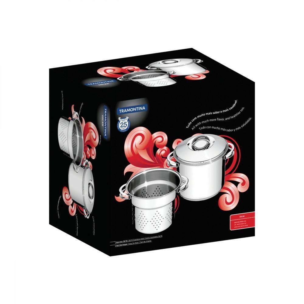 Jogo Cozi Pasta Solar Inox Fundo Triplo Alças 2 Peças 24 Cm - 3