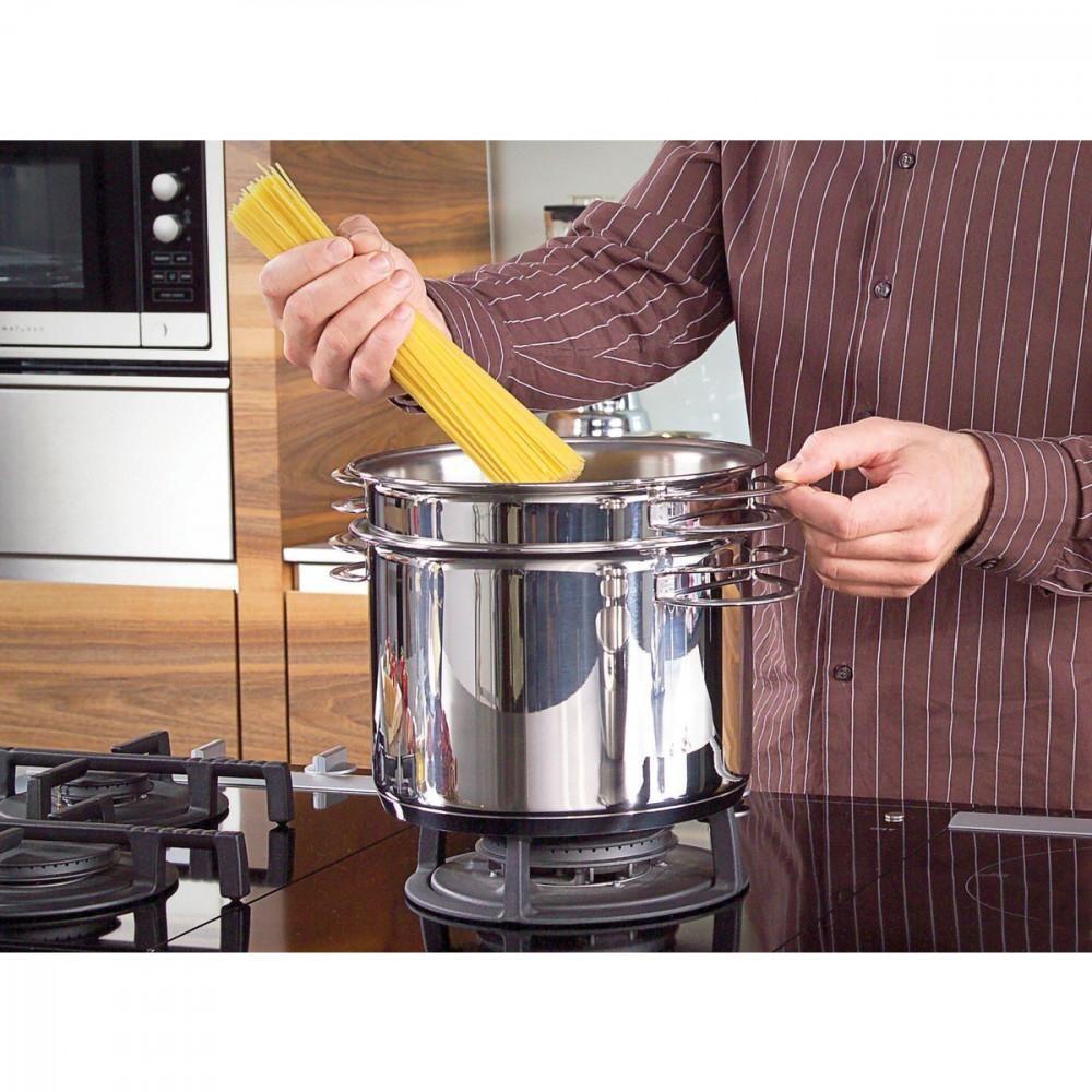 Jogo Cozi Pasta Solar Inox Fundo Triplo Alças 2 Peças 24 Cm - 4