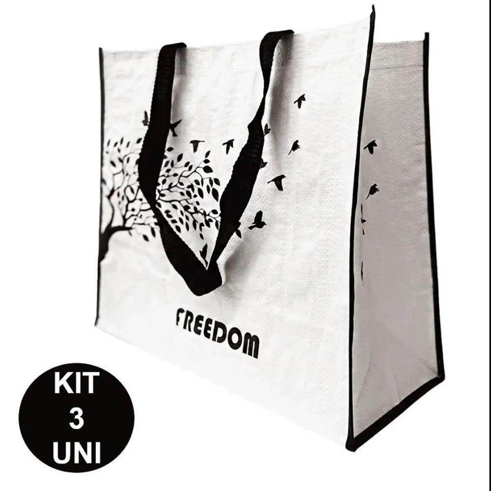 Bolsa Ecobag Reutilizavel Kit 3 Uni Sacola De Ombro Dobravel - 4