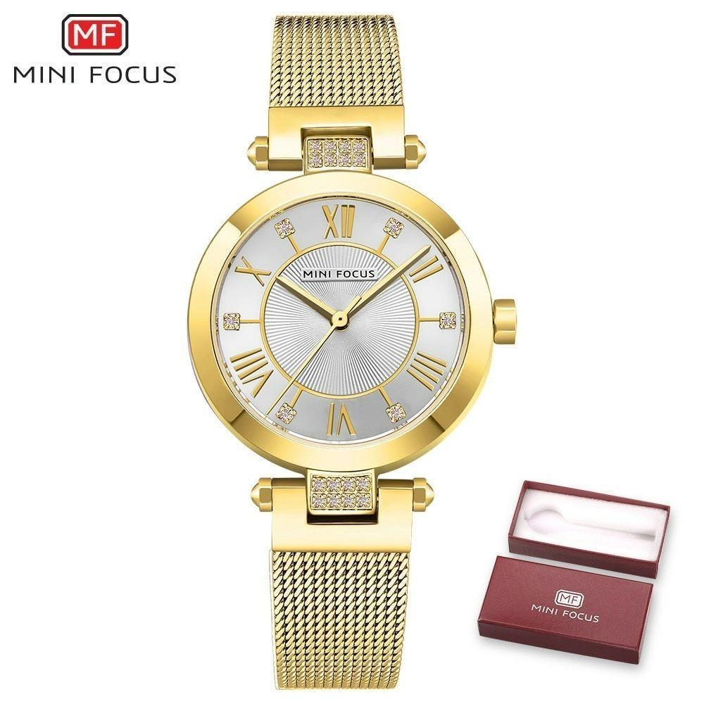 Relógio Feminino Mini Focus Mf0215l à Prova D'água Dourado - 1