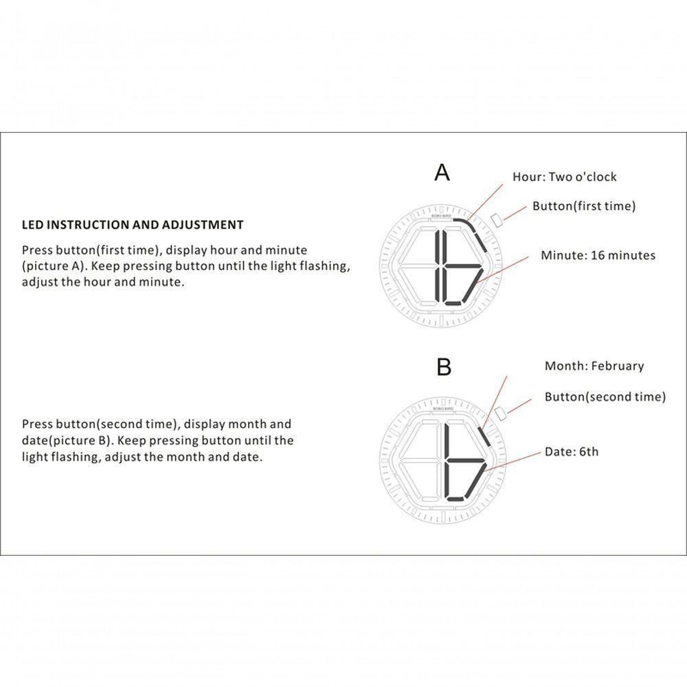 Relógio De Madeira Bobo Bird Led-p13 à Prova D'água Branco - 4