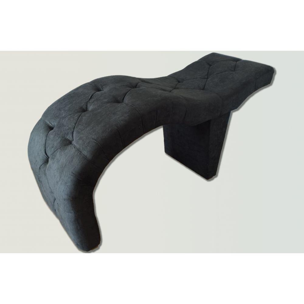Maca De Atendimento Preta Curva 60 Cm Largura Tecido Suede - 2