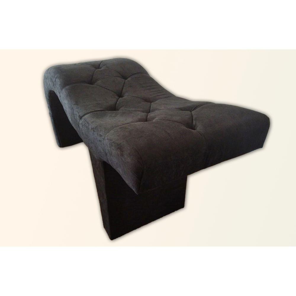 Maca De Atendimento Preta Curva 60 Cm Largura Tecido Suede - 6