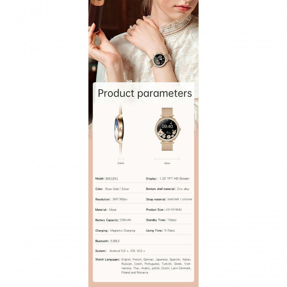 Relógio Smartwatch Feminino Foxbox 1841 À Prova D'Água Bege Chamada Bluetooth - 10