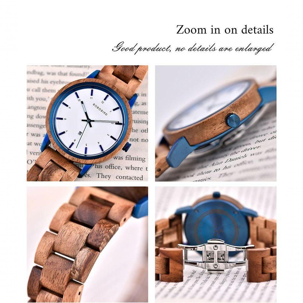 Relógios De Pulso De Quartzo Feminino Bobo Bird 022 à Prova D'água Azul - 3